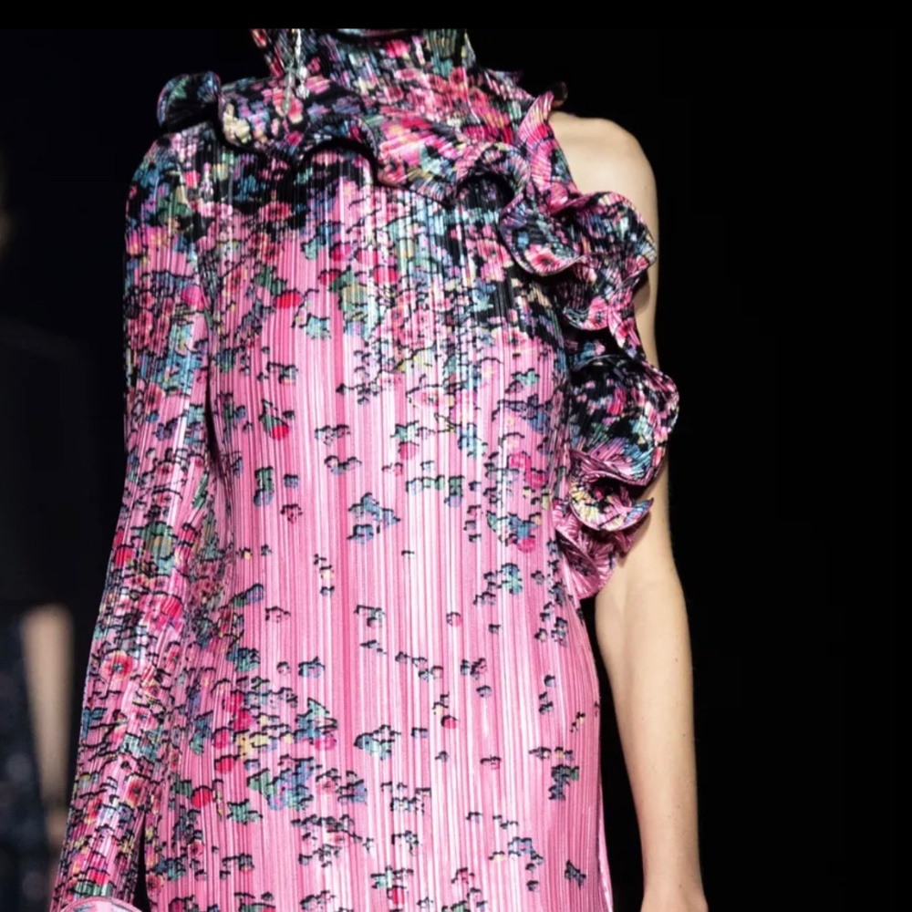 Givenchy $4320. One Shoulder Long  Pleated Runway Dress Gown S 2